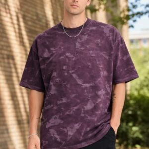 Premium 250 GSM Cotton French Terry Mottled Texture Oversized T-Shirt / Soft Biowashed Fabric