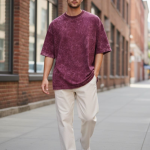 Premium 250 GSM Cotton French Terry Optic Washed Oversized T-Shirt / Soft Biowashed Fabric