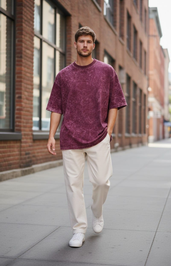 Premium 250 GSM Cotton French Terry Optic Washed Oversized T-Shirt / Soft Biowashed Fabric